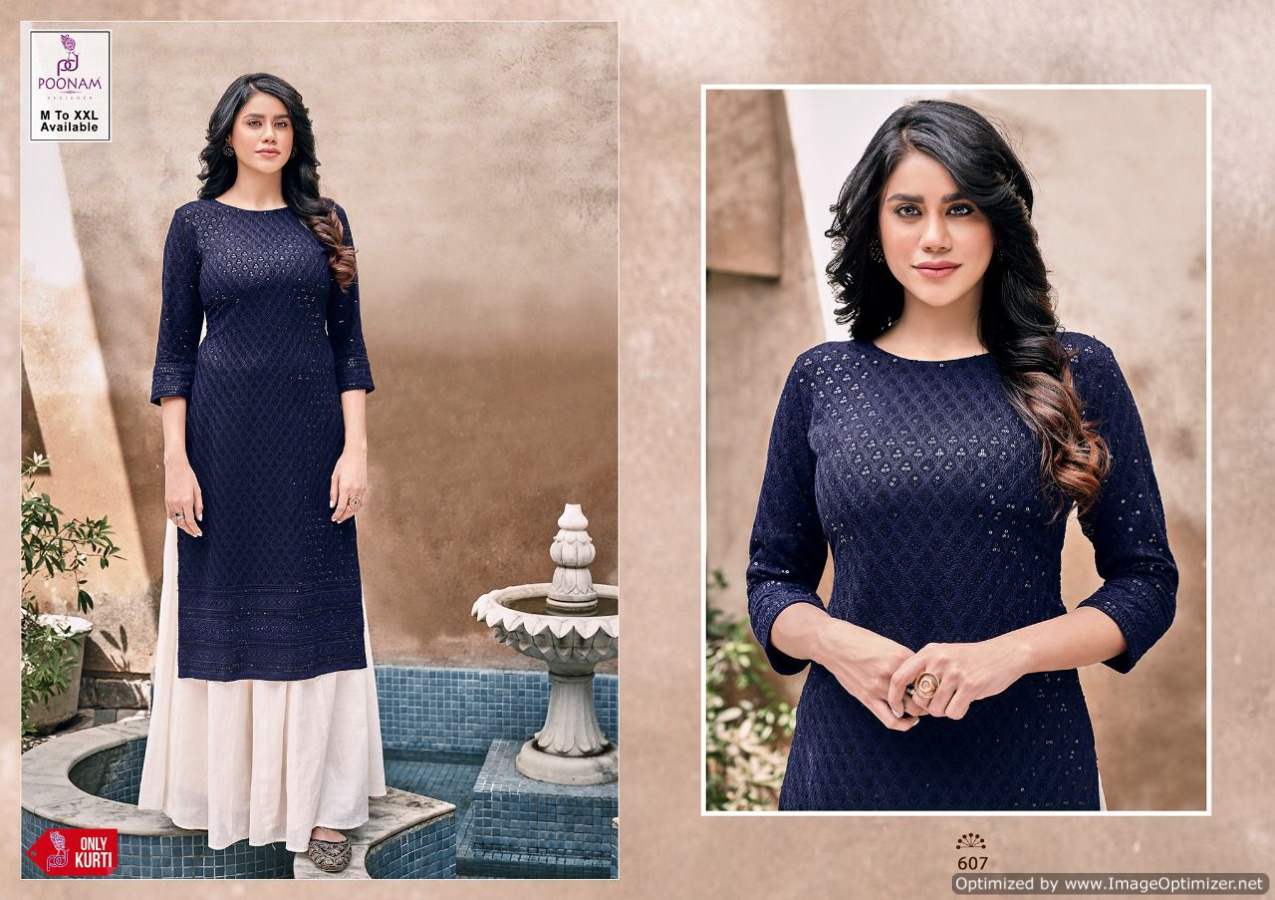 Poonam Rayon Festive Wear Lucknowi Work Cadbury Designer Kurti Collection